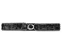 Allegra K Womens Plus Size Stretchy Skinny Waist Belts Shiny Sequins Decor Elastic Belts for Dresses Silver Side Black 64cm/25.19"