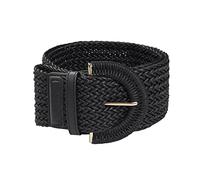 Allegra K Womens Plus Size Wide Woven Waist Belts Braided Belts for Dress Chunky Buckle Black 60-105cm/23.62-41.34"
