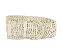 Allegra K Womens Plus Size Wide Woven Waist Belts Braided Belts for Dress Chunky Buckle Cream White 60-105cm/23.62-41.34"