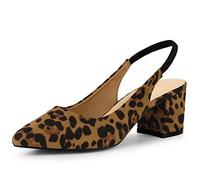 Allegra K Women's Pointed Toe Block Heel Pumps Slingback Heels, Leopard, 6.5 UK