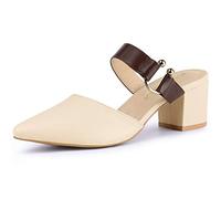 Allegra K Women's Pointed Toe Chunky Heel Dress Mules Pumps Beige Pink 5 UK/Label Size 7 US