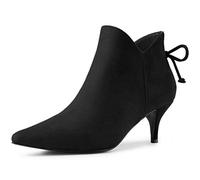 Allegra K Women's Pointed Toe Kitten Heel Ankle Booties Black 8 UK/Label Size 10 US