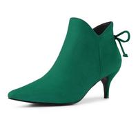 Allegra K Women's Pointed Toe Kitten Heel Ankle Booties Emerald Green 5 UK/Label Size 7 US