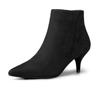 Allegra K Women's Pointed Toe Side Zip Stiletto Black Ankle Boots - 6 m US