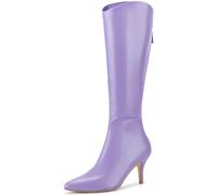 Allegra K Women's Pointy Toe Stiletto Heels Knee High Boots Purple 8 UK/Label Size 10 US