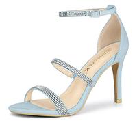 Allegra K Women's Rhinestone Ankle Strap Stiletto High Heels Sandals Sky Blue 6 UK/Label Size 8 US