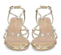 Allegra K Women's Rhinestone Strappy Slingback Kitten Heel Sandals Gold 6 UK/Label Size 8 US