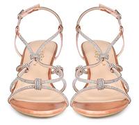 Allegra K Women's Rhinestone Strappy Slingback Kitten Heel Sandals Rose Gold 6 UK/Label Size 8 US