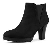 Allegra K Women's Round Toe Block Heels Chelsea Ankle Boots Black 5.5 UK/Label Size 8 US