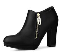 Allegra K Women's Round Toe Platform Chunky Heelss Ankle Boots Black 5 UK/Label Size 7 US