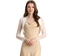 Allegra K Women's Satin Bolero Cardigan Elegant Business Open Front Crop Shrugs White 4