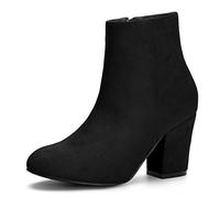 Allegra K Women's Side Zip Chunky Heel Ankle Boots Black 5 UK/Label Size 7 US