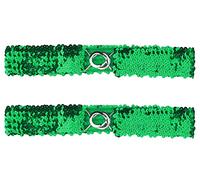 Allegra K Womens Skinny Elastic Waist Belts Sequins Decor Stretchy Belts for Dresses 2PCS Green 64cm/25.19"