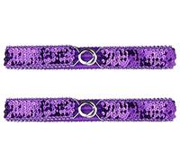 Allegra K Womens Skinny Elastic Waist Belts Sequins Decor Stretchy Belts for Dresses 2PCS Silver Side Purple 64cm/25.19"