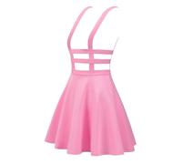 Allegra K Women's Skirt Pleated A-Line Elastic Waist Party Braces Mini Suspender Skirt Shiny Pink M