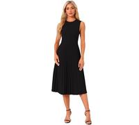 Allegra K Women's Sleeveless Pleated Ruffle Hem Crew Neck Tank Knitted Elegant Midi Dress Black M
