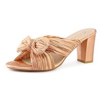 Allegra K Women's Slip on Bow Chunky Heel Slide Sandals Rose Gold 6.5 UK/Label Size 8.5 US