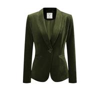 Allegra K Women's St. Patrick's Day Velvet Blazer Solid Color Long Sleeve Notched Lapel Single Breasted Suit Jackets Olive Green XL