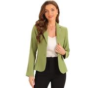 Allegra K Women's St. Patrick's Day Work Office Blazer Stretch Lapel Collar Long Sleeve Jacket Suit Blazer Matcha Green S