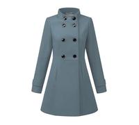 Allegra K Women's Stand Collar Double Breasted Slant Pockets Outwear Winter Coat Oxford Blue XL