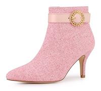 Allegra K Women's Stiletto High Heels Mesh Fabric Ankle Boots Pink 8 UK/Label Size 10 US