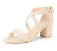 Allegra K Women's Straps Mid Heel Ankle Strap Sandals Beige 5 UK/Label Size 7 US