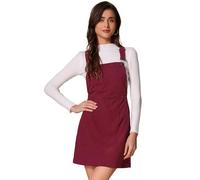 Allegra K Women's Suspender Skirt Adjustable Strap Pinafore Corduroy Floral Overalls Dress Wine Red S