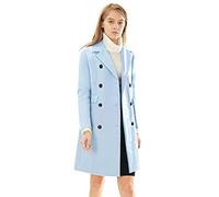 Allegra K Women's Winter Coat Elegant Notched Lapel Double Breasted Trench Coat Blues XL