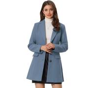 Allegra K Women's Winter Coats 2025 Single Breasted Long Trench Coat Jackets, Light Dusty Blue, S