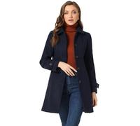 Allegra K Women's Winter Outerwear Overcoat Peter Pan Collar Mid-thigh A-line Single Breasted Pea Coat, Navy Blue, M