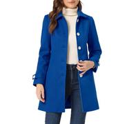 Allegra K Women's Winter Outerwear Overcoat Peter Pan Collar Mid-thigh A-line Single Breasted Pea Coat, Royal Blue, M