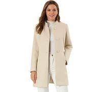 Allegra K Women's Winter Overcoat Mid-Long Stand Collar Single Breasted Coat Outerwear Beige M
