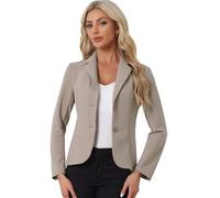 Allegra K Women's Work Office Blazer Stretch Lapel Collar Long Sleeve Jacket Suit Blazer Camel M