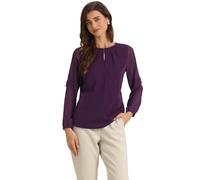 Allegra K Women's Work Office Chiffon Shirt Semi Sheer Long Sleeves Keyhole Neck Elegant Blouse Top Deep Purple M