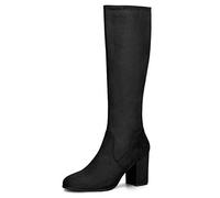 Allegra K Women's Zipper Chunky Heel Knee High Boots Black 6.5 UK/Label Size 8.5 US