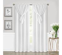 Allegra Window Curtain Panel with Attached Teardrop-Style Valance - 42 Inch Width, 63 Inch Length, 2-inch Rod Pocket - White - Ultra-Soft Light Filtering Fabric & Machine Washable by Achim Home Decor