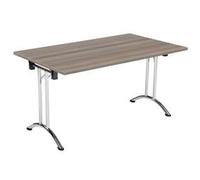 Allegro Folding Table 1400x700 Chrome/Grey Oak top Ref OUFT1470CRGO