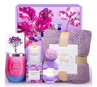 Allemu Purple Relaxing Spa Care Package with Luxury Flannel Blanket, Unique Valentines Day Gifts for Her, Mom, Women, Sister, Wife, Girlfriend