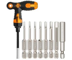 Allen Key Bit & Ratchet Screwdriver Set Hakkin 8Pcs H1.5-H8 50mm Impact Hex Head Allen Wrench Drill Bits S2 Steel for Screwdriver, Impact Drill, Ratchet Wrench etc