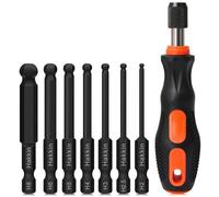 Allen Key Bit Set Hakkin 8Pcs Allen Wrench Hex Key | with Bit Driver S2 Steel Magnetic Wrench Screwdriver for Furniture Assembly Phosphating 65mm Metric H2-H8