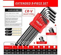 Allen Key Set Hex Wrench Screwdriver Tool Kit Long Metric for Bikes Motorcycle