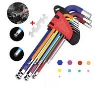 Allen Key Set Metric Ball Star End Hex Long Folding Wrench Colour Coded