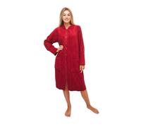 ALLEN & MATE 100% COTTON Adult Towelling Bathrobe with Zipper, Dressing Gown Hooded Bath Towel for Men & Women (S, Wine Red)