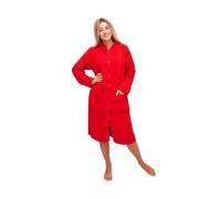 ALLEN & MATE 100% COTTON Adult Towelling Bathrobe with Zipper, Dressing Gown Hooded Bath Towel for Men & Women (L, Red)