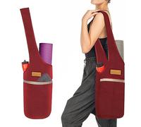 ALLEN & MATE 100% Cotton Canvas Yoga Mat Bag - Shoulder Strap Carrier Large Size Pocket Zipper Storage Yoga Bag Holds More Accessories & Pilates Mats