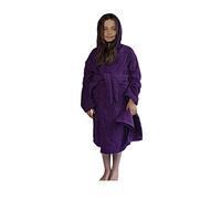ALLEN & MATE 100% COTTON Children Hooded Bathrobe - Quick Dry Dressing Gown with Head Towel & Pockets for Kids Boys Girls (12-13 Years, Purple)