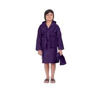 ALLEN & MATE 100% COTTON Hooded Kids Bathrobe - 380 GSM, Safety Certified, Soft Lightweight & Absorbent Robe for Boys & Girls (12-13 Years, Purple)