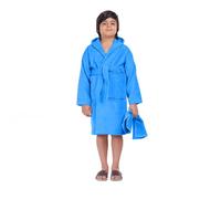 ALLEN & MATE 100% COTTON Hooded Kids Bathrobe - 380 GSM, Safety Certified, Soft Lightweight & Absorbent Robe for Boys & Girls (12-13 Years, Blue)