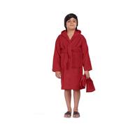 ALLEN & MATE 100% COTTON Hooded Kids Bathrobe - 380 GSM, Safety Certified, Soft Lightweight & Absorbent Robe for Boys & Girls (10-11 Years, Wine Red)