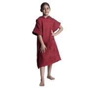 ALLEN & MATE 100% Cotton Kids Changing Robe Surf Poncho, Safety Certified Oversized Hooded Wearable Towel for Boys & Girls (Wine Red Dolphin)